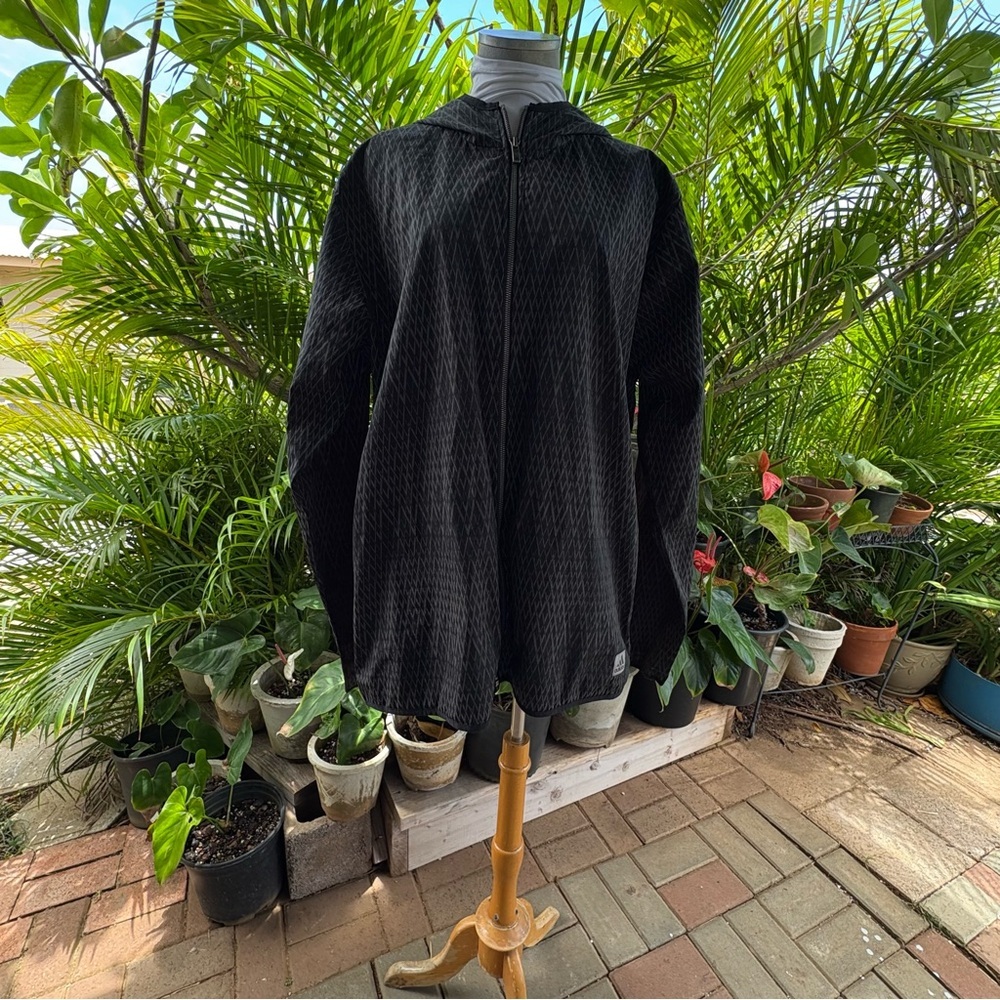 adidas Men's Black Diamond-Pattern Lightweight Jacket